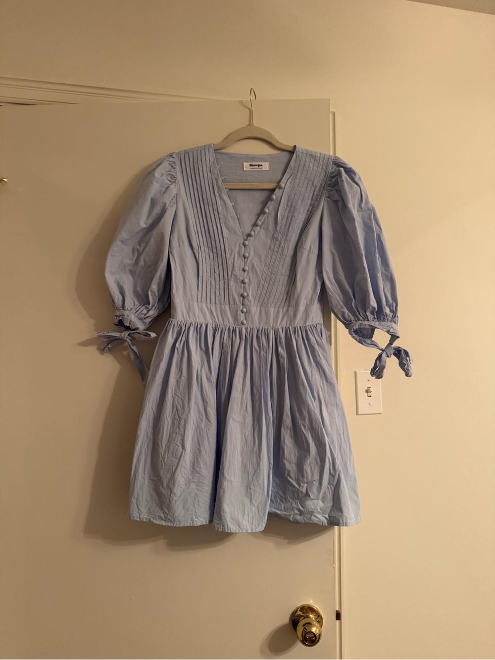 Showpo Light Blue Puff Sleeve Mini Dress